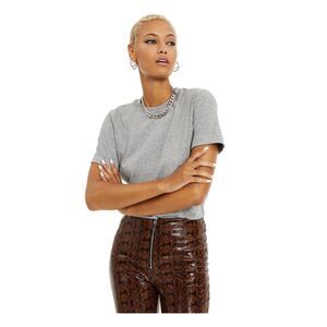 DANIELLE BERNSTEIN Womens Gray T-shirt Heather Bodysuit L